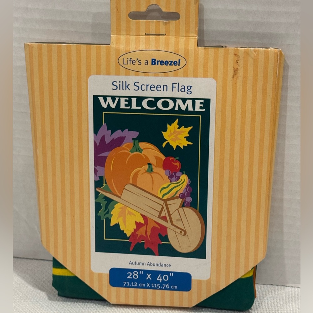 New Welcome Autumn Abundance LARGE Silk Screen Flag 28" x 40" Open Package